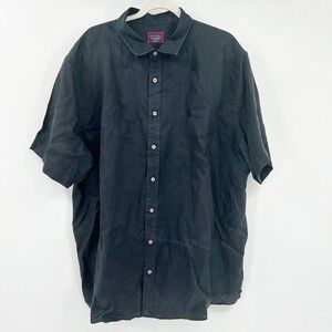 UNTUCKit Mens Beach 100% Linen Short Sleeve Button Up Shirt Size XXXL Tall Black